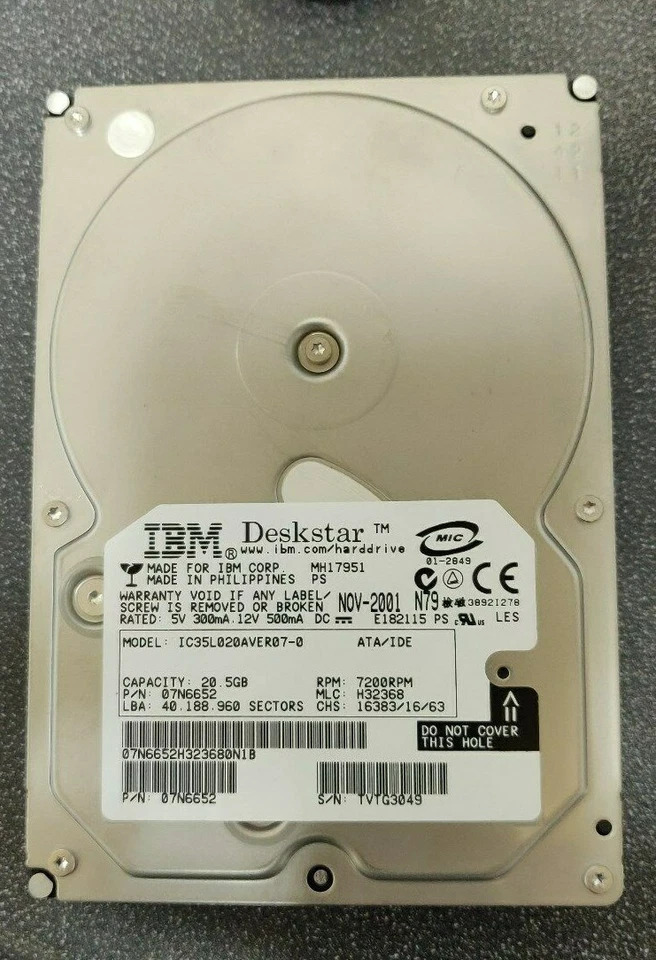IBM 07N6652 20.5GB IDE 7.2K RPM 3.5" Hard Disk Drive - NEW Pull! - Image 1 of 1