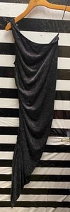 Women NWT "Gibson + Latimer" blk/silver one off shoulder gown. Size Med. - Picture 1 of 2