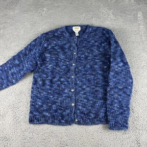Talbots Sweater Women's Medium Blue Knit Wool Long Sleeve Classic Button Sweater - Picture 1 of 13