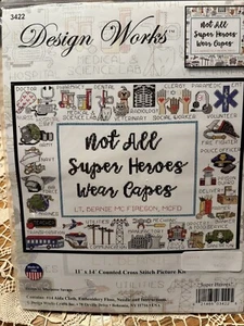 Design Works #3422"Not All Super Heroes Wear Capes" Counted C S Kit 11x14. New. - Picture 1 of 6
