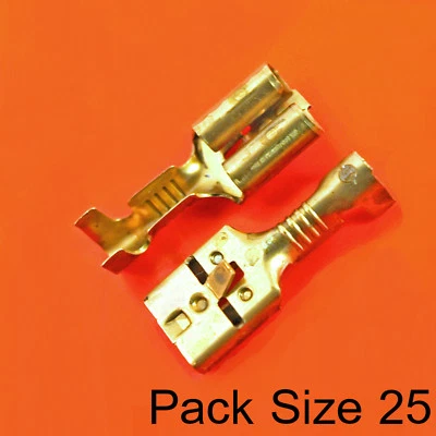 Quality 6.3mm Brass Female Spade/Lucar Terminals x 25 - Non Insulated Terminals - Image 1 of 2