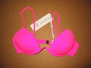 White Fox Boutique Bikini Top Womens Swim Neon Pink Underwire Padded Size Large - Picture 1 of 2
