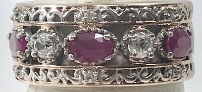 MICHAEL VALITUTTI NH STERLING SILVER WHITE SAPPHIRE RUBY RING SIZE 8 C971A - Image 1 of 4