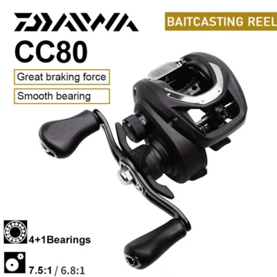 Daiwa CC80 Low Profile Baitcast Reel 4+1BB Powerful Fishing Reel CC80H, CC80HS - Image 1 of 4