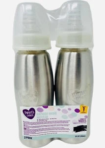 2-Pack 9 oz Single Wall Baby Bottle Stainless Steel Parent's Choice New Stage 1 - Picture 1 of 4