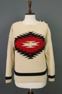 Jeans Company Ralph Lauren Beige Aztec Knit Sweater Size L - Picture 1 of 19