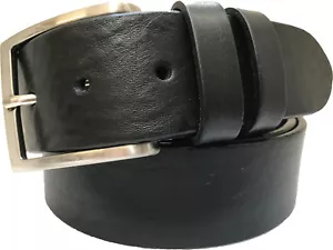 MENS GRAINED SINGLE SKIN ITALIAN HIDE LEATHER BELT BLACK 40MM S M L XL XXL - Picture 1 of 3