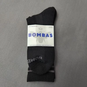 Bombas Crew Socks Men's Large Arch Support Antimicrobial Reinforced Seams Black - Picture 1 of 5