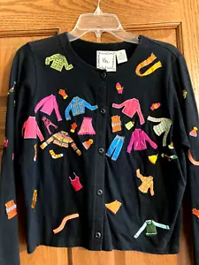 Vintage/Rare Michael Simon Boutique Clothes Theme Cardigan Top S - Picture 1 of 9