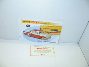 1 Card + Cert. Dinky Toys Atlas Repro Ref 24 K 1, Simca Chambord - Picture 1 of 1
