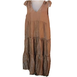 Maeve Anthropologie Orange Schimmer Soraya Stufen Maxikleid Damen M Petite - Bild 1 von 9