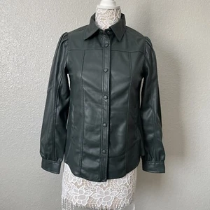 BlankNYC Chaqueta de Cuero Vegano con Botones a Presión Verde Oscuro XS Edgy - Imagen 1 de 14