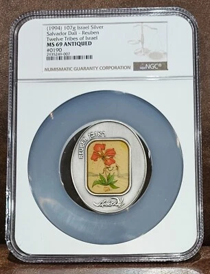 1994 NGC MS 69 ISRAEL 107g Silver "REUBEN" Sal Dali Twelve Tribes - Image 1 of 2
