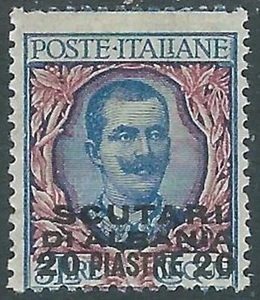 1909-11 LEVANTE SCUTARI D'ALBANIA 20 PI SU 5 LIRE MH * - I38-10 - Picture 1 of 1