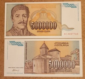 IT.# B-72 Jugoslawien 5.000.000 Dinara P 132 1993 UNC 5000000 - Bild 1 von 1