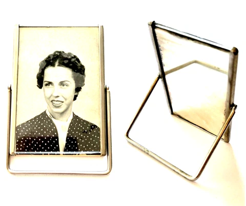 WWII Era Mirror Frame with Real Photo on Front, Mirror on back Free Standing Cover