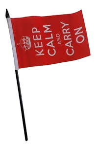 Keep Calm and Carry On Small Hand Flag (6" x 4") - LAST FEW - Picture 1 of 1