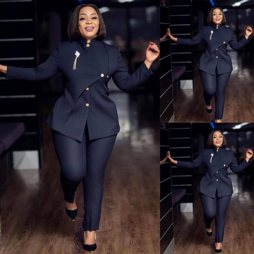 VETEMENTS Abito da donna taglie forti blu navy formale ufficio aziendale donna da lavoro abbigliamento cappotto pantaloni