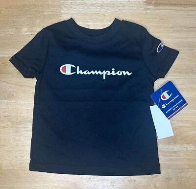 Camiseta Champion Niños Pequeños Negra Logo Talla 2T Atlética Básica Nueva Con Etiquetas Informal Unisex Foto 1 de 4