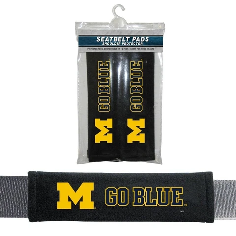Michigan Wolverines Seat Belt Pads 2 Pack [NEW] NCAA Auto Car Seatbelt Shoulder Cover