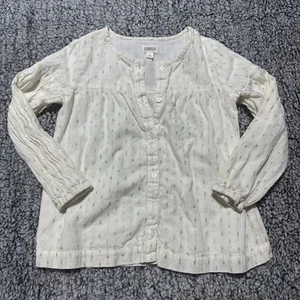 Pleated Gold Patterns Cream Gymboree Full Button Long Sleeve Top Girls Size 7 - Picture 1 of 10