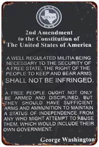 The 2nd Amendment George Washington Vintage Reproduction Metal Sign 8 x 12 - Picture 1 of 1