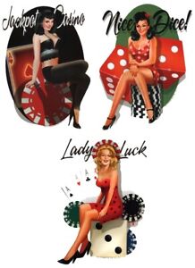 #JACKPOT #CASINO NICE DICE #PINUPS LADY LUCK #ladyluck 3 AUTOCOLLANT/AUTOCOLLANT VINYLE