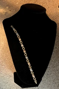 Sterling Silver .925 and 10K Gold Plated Bracelet 7-3/8" 9mm 5.9gr - Picture 1 of 4