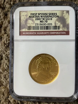 2007 W $10 Gold Martha Washington First Spouse NGC MS 70 - Image 1 of 4