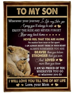 Baby Lions Blankets For Son From Mom Fleece Sherpa Blanket Gifts For Christmas - Picture 1 of 7