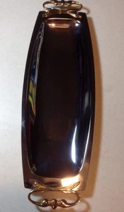 Vintage Kromex Bread Roll Serving Tray-Silver Chrome & Gold Tone Ornate Handles - Picture 1 of 4