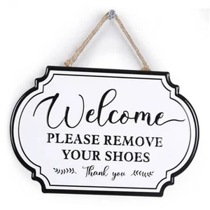 Metal Please Remove Your Shoes Sign 12"x 8", Please Take Off Shoes Farmhouse - Picture 1 of 8