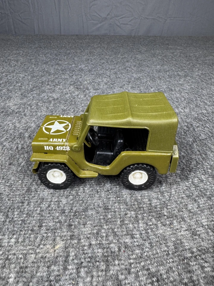 Vintage Buddy L Army Jeep Toy Car Japan Military Green Diecast HQ 4928 Vehicle - Image 1 of 4