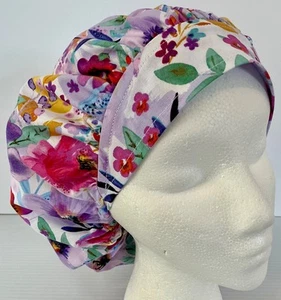 Floral Print Scrub Hat Small Bouffant Medical Surgery Hat - Picture 1 of 4