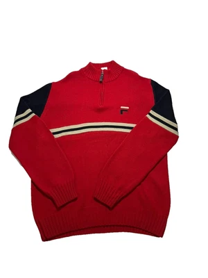 FILA  VINTAGE LONG SLEEVE SWEATER ZIPPER NECK RED - Image 1 of 4
