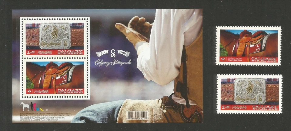 Canada #2546-ss + #2547i-48i-die cut singles, MNH-VF: Calgary Stampede - Image 1 of 1