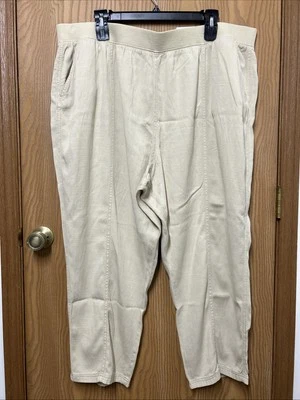 NWT Womens Sonoma Tan Khaki Tapered Cropped Pants Elastic Waist Pockets Size 3X - Image 1 of 4