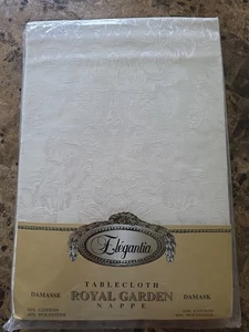 Elegantia Elrene Royal Garden Damask Fabric Tablecloth 60" x 120" NOS - Picture 1 of 11