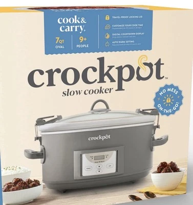 Crock-Pot® 7-Quart Programmable Cook & Carry Slow Cooker – Gray - Image 1 of 4