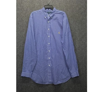 Camicia Ralph Lauren vestibilità classica uomo XLT alta blu a righe bottoni manica lunga pony - Foto 1 di 7