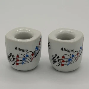 Miniatur Vintage Allegro Musiknoten Keramik Porzellan Kerzenhalter - 2er Set - Bild 1 von 12