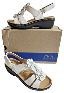 CLARKS MERLIAH SHERYL EMBELLISHED SLINGBACK SANDALS WHITE WOMENS SIZE 6 NIB - Picture 1 of 13