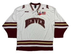 Denver Pioneers Hockey Jersey Size 2XL Adidas College Sports NCHC White New - Picture 1 of 9