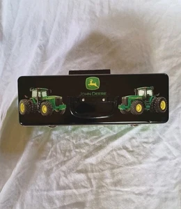 John Deere Tin Box Co Rectangle Tin Pencil Sm Tool Box Handle Latches 11x4 inch - Picture 1 of 7