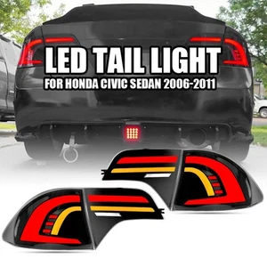 Pair Left+Right LED Tail Lights For Honda Civic Sedan 4 Door 2006-2011 2007 2008 - Picture 1 of 13