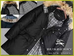 BLACK LABEL A masterpieceCoyote fur white goose black Puffer Coat size M BURBER - Picture 1 of 4