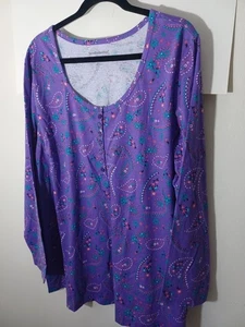 Woman Within Long Sleeve Pullover Purple Palsy Tee New 1X 22/24 - Picture 1 of 9