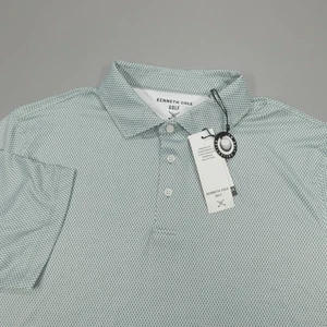 Kenneth Cole Golf Poloshirt Herren Gr. L Geometrisch Salbei/Weiß Feuchtigkeitsableitend Stretch - Bild 1 von 7