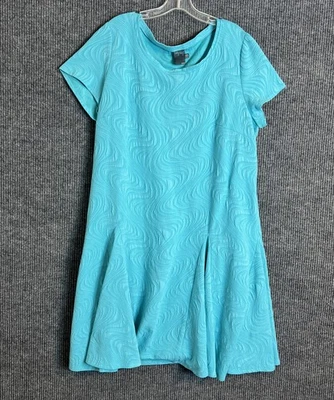 Gabby Skye Womens Textured Shift Dress Size 20W Blue Short Sleeve Stretch Casual - Image 1 of 4