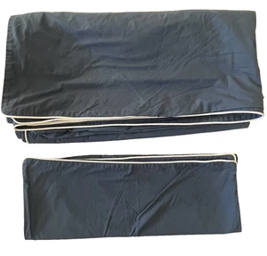 Funda nórdica completa Ikea KUNGSBLOMMA Queen 1 azul falso con borde de tubería blanco - Imagen 1 de 3
